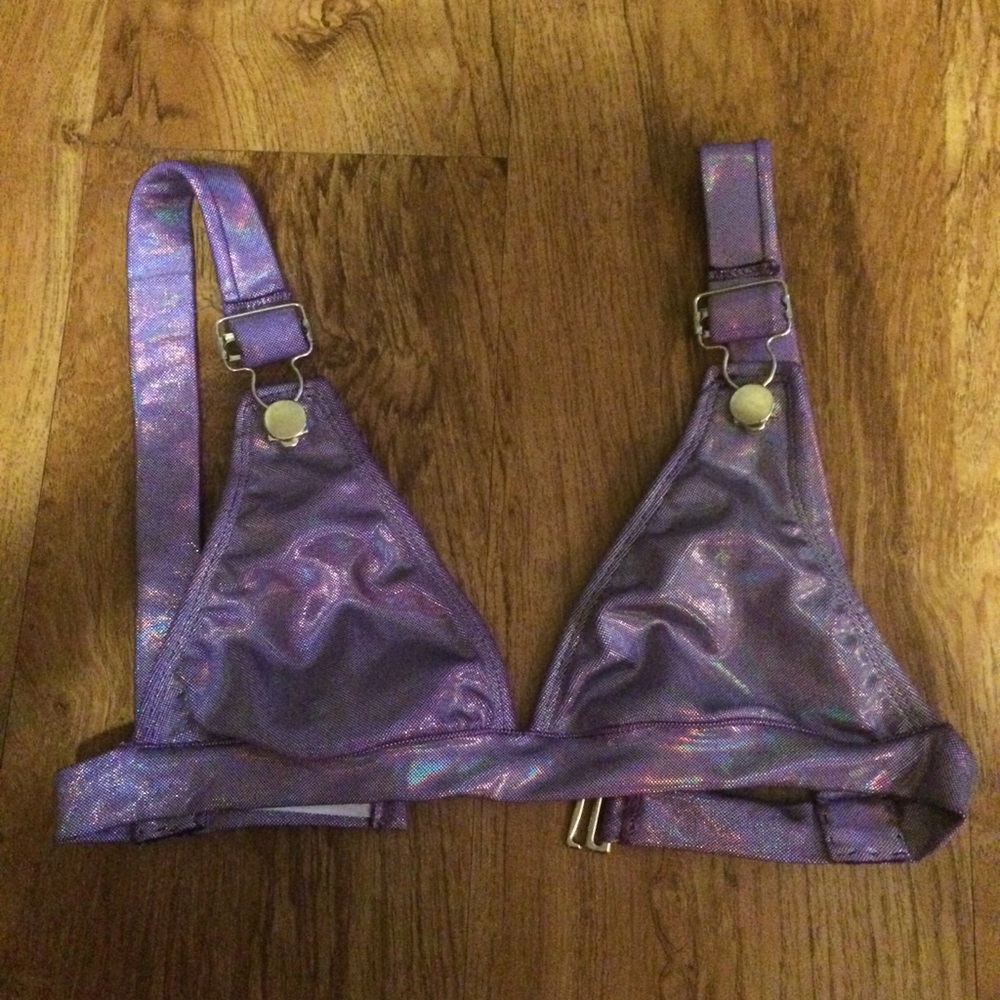 Metallic purple overall rave bra